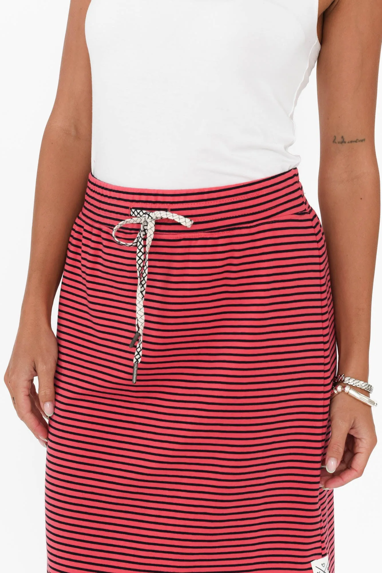 Travel Red Stripe Cotton Maxi Skirt sold by Blue Bungalow product image thumbnail 3