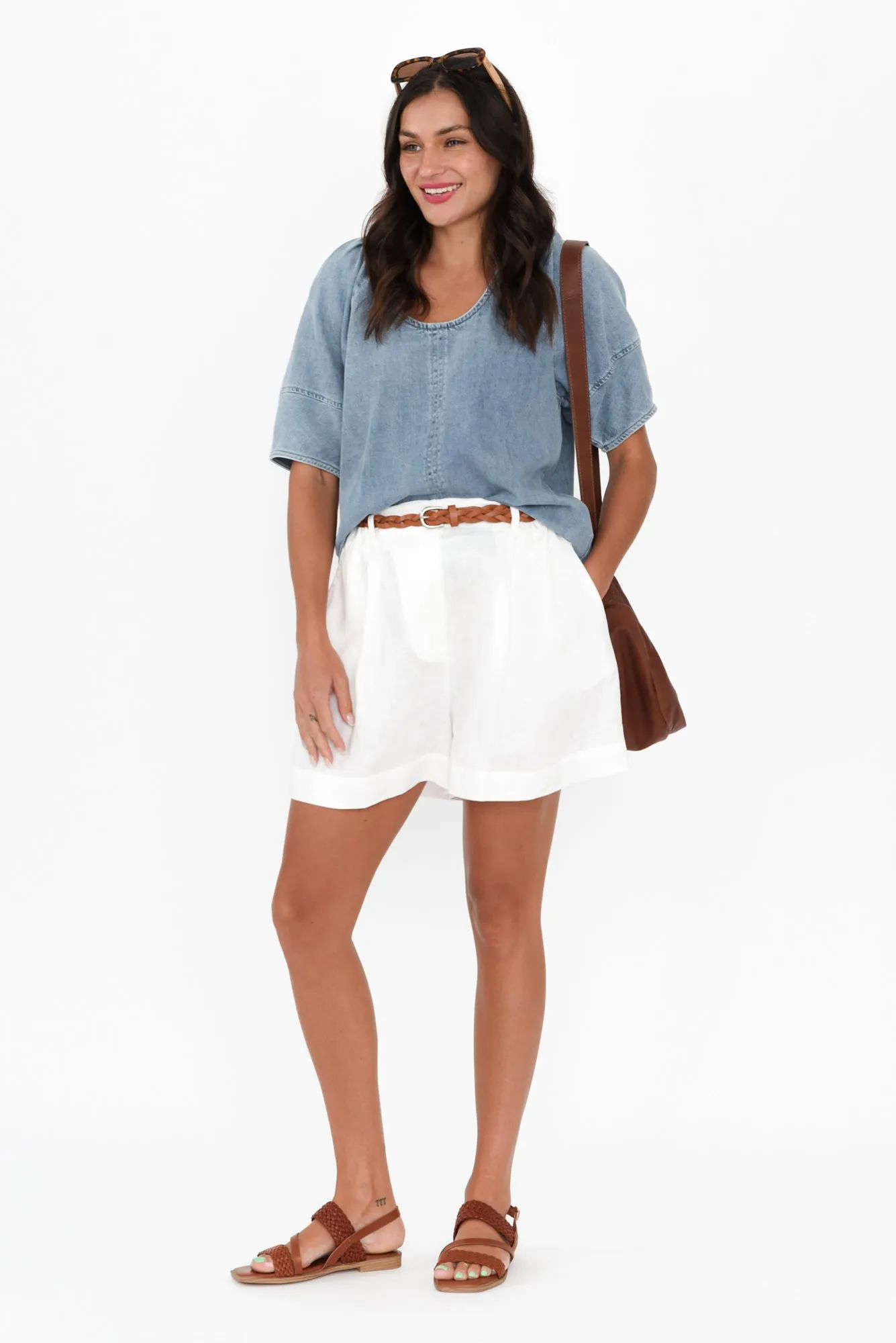 Brea Light Wash Denim Top sold by Blue Bungalow product image thumbnail 2