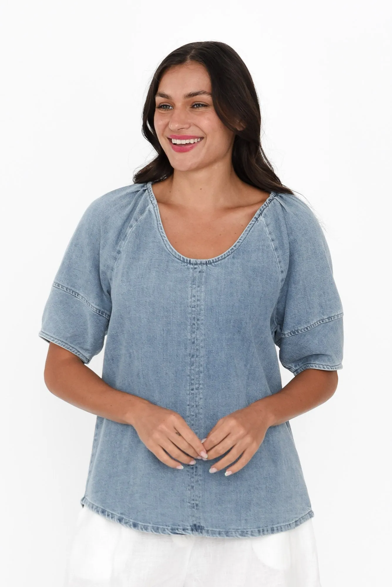 Brea Light Wash Denim Top sold by Blue Bungalow