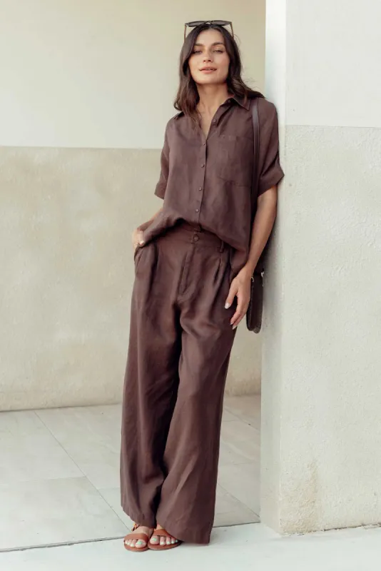 Pierra Brown Linen Pants sold by Blue Bungalow
