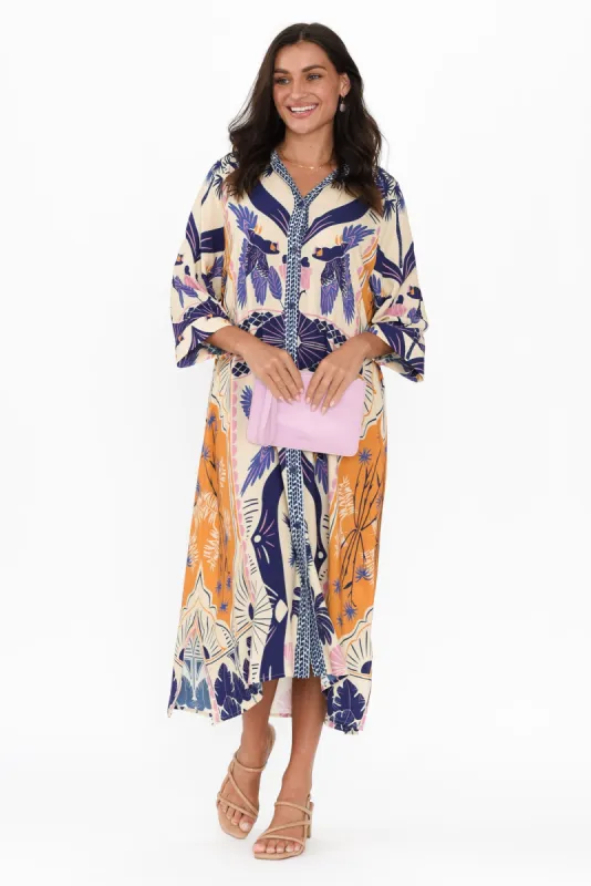 Seiko Blue Tropical Shirt Dress sold by Blue Bungalow