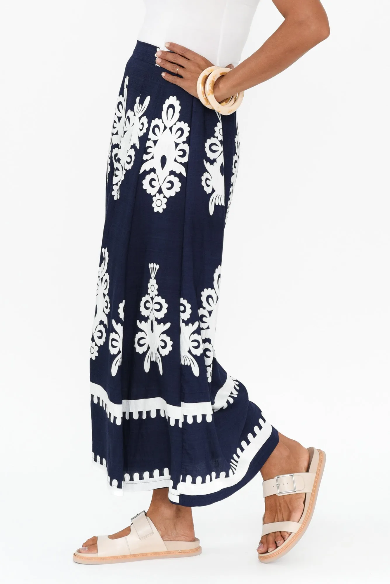 Bertha Navy Abstract Wide Leg Pants sold by Blue Bungalow product image thumbnail 3