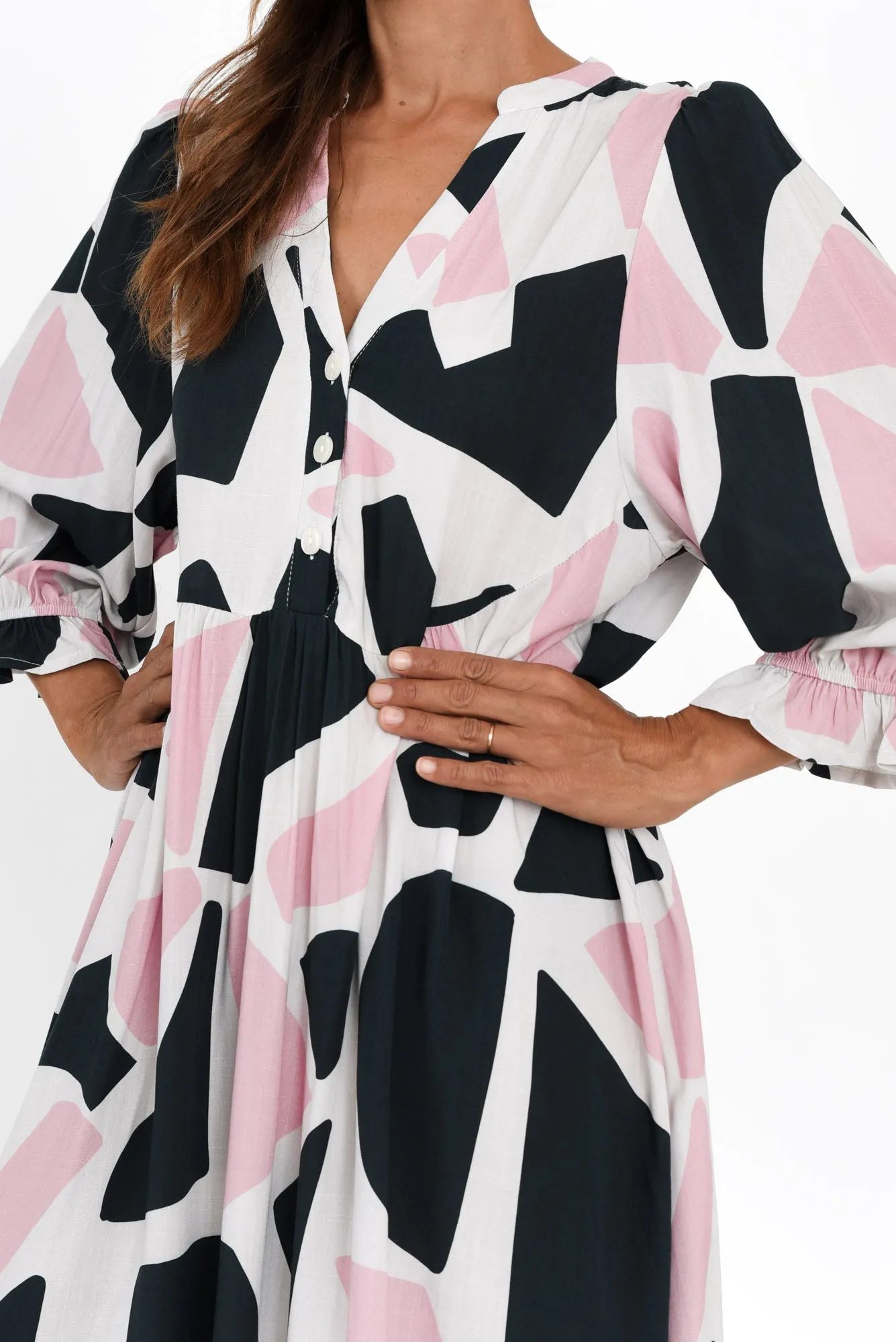Burleigh Pink Geo Sleeved Dress sold by Blue Bungalow product image thumbnail 5