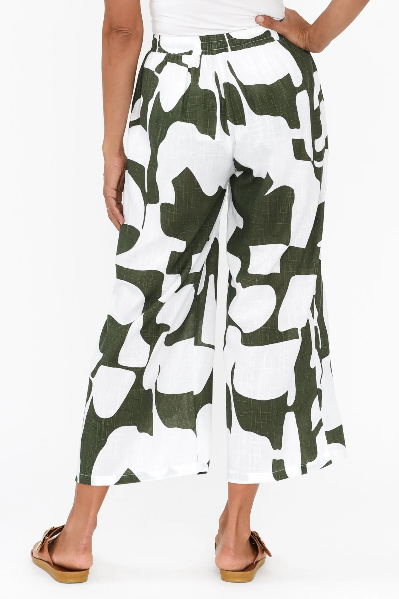 Minnelli Khaki Geo Linen Cotton Pants sold by Blue Bungalow product image thumbnail 5