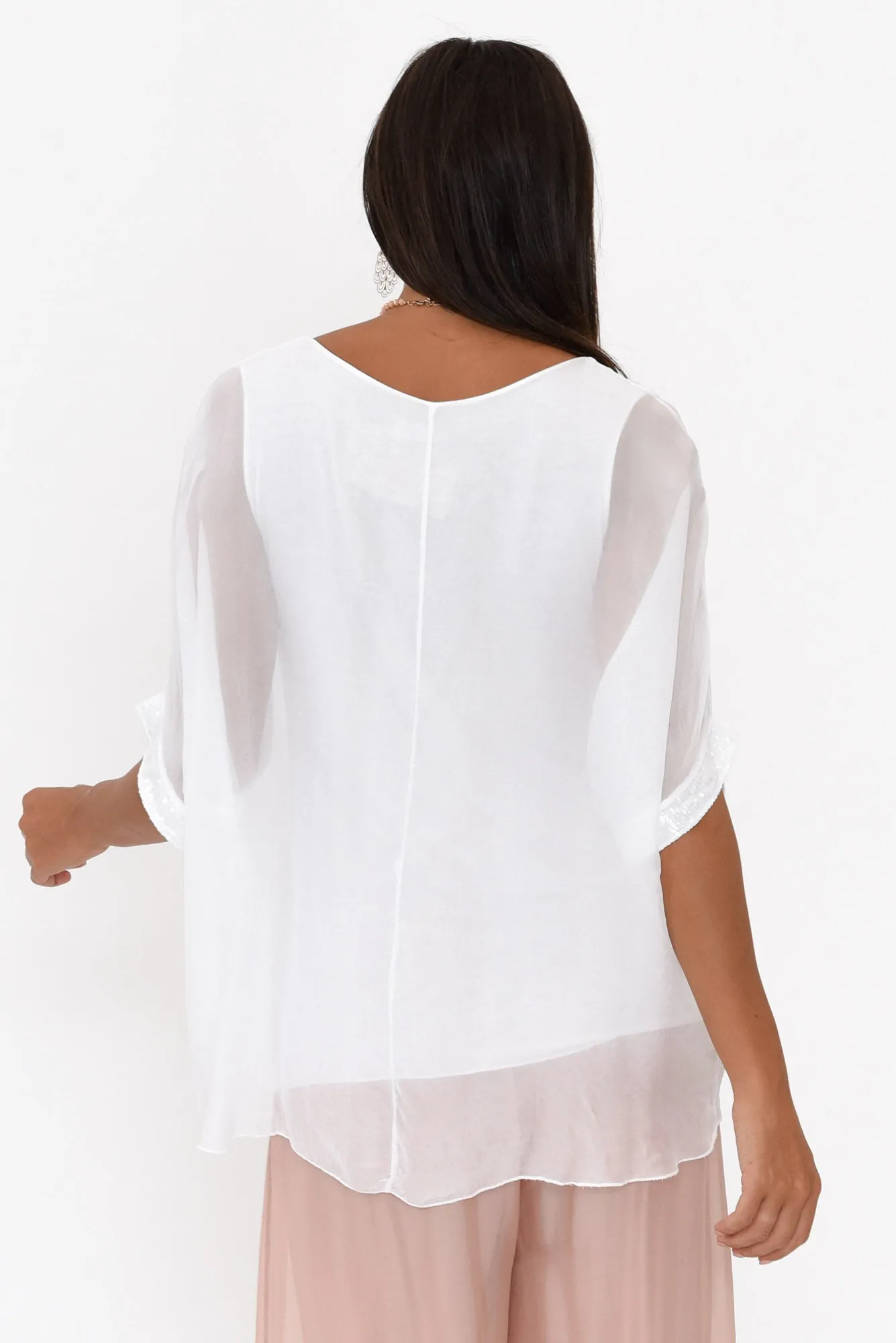 Parker White Silk Sequin Top sold by Blue Bungalow product image thumbnail 4