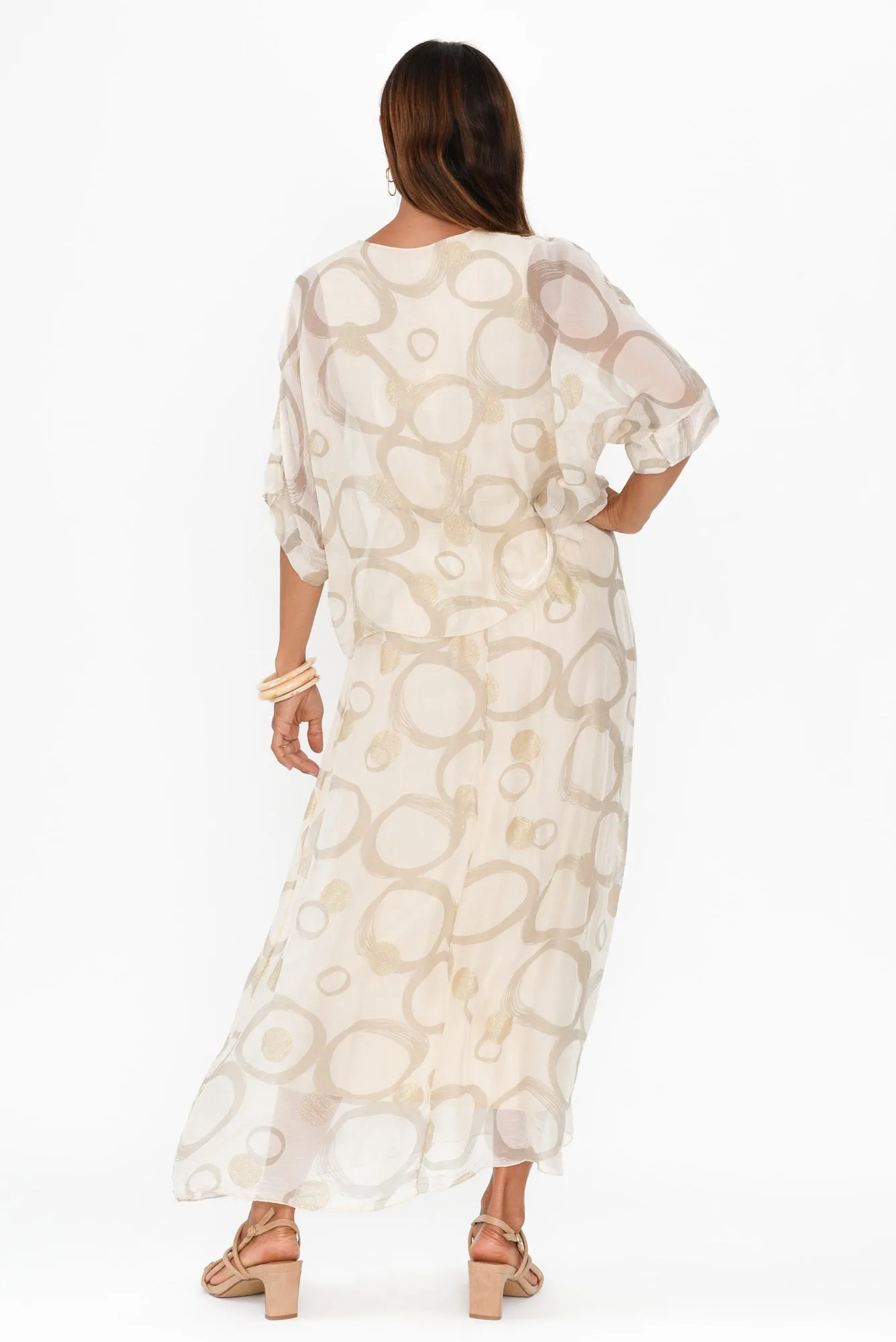 Kerry Cream Circle Silk Gathered Dress sold by Blue Bungalow product image thumbnail 4