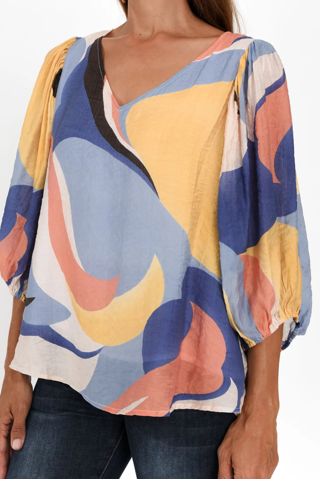 Misma Blue Swirl V Neck Top sold by Blue Bungalow product image thumbnail 5