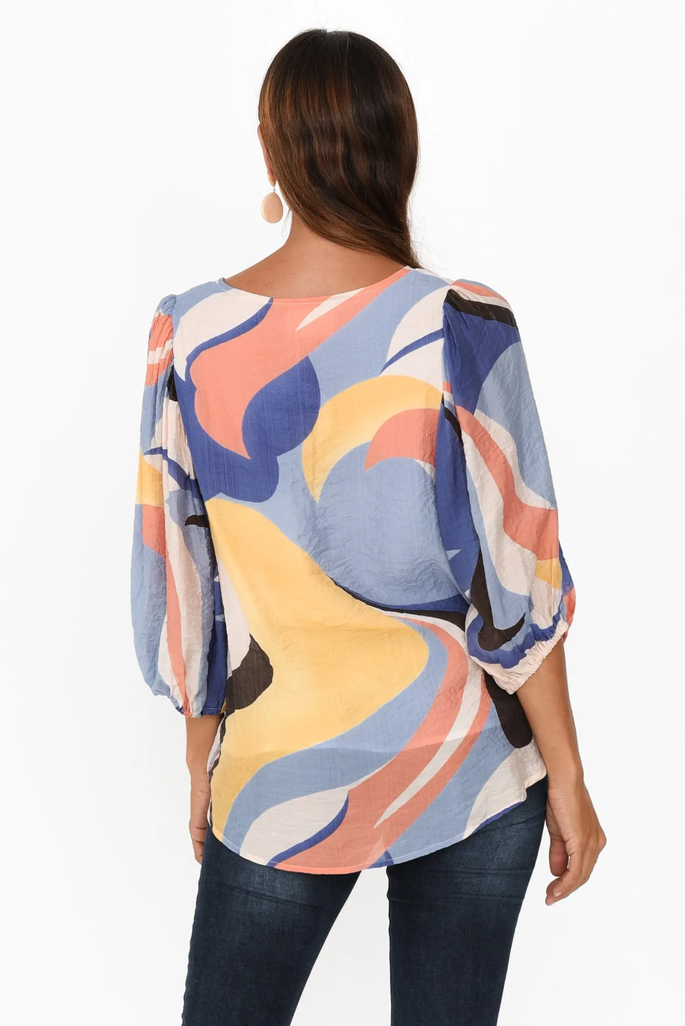 Misma Blue Swirl V Neck Top sold by Blue Bungalow product image thumbnail 4