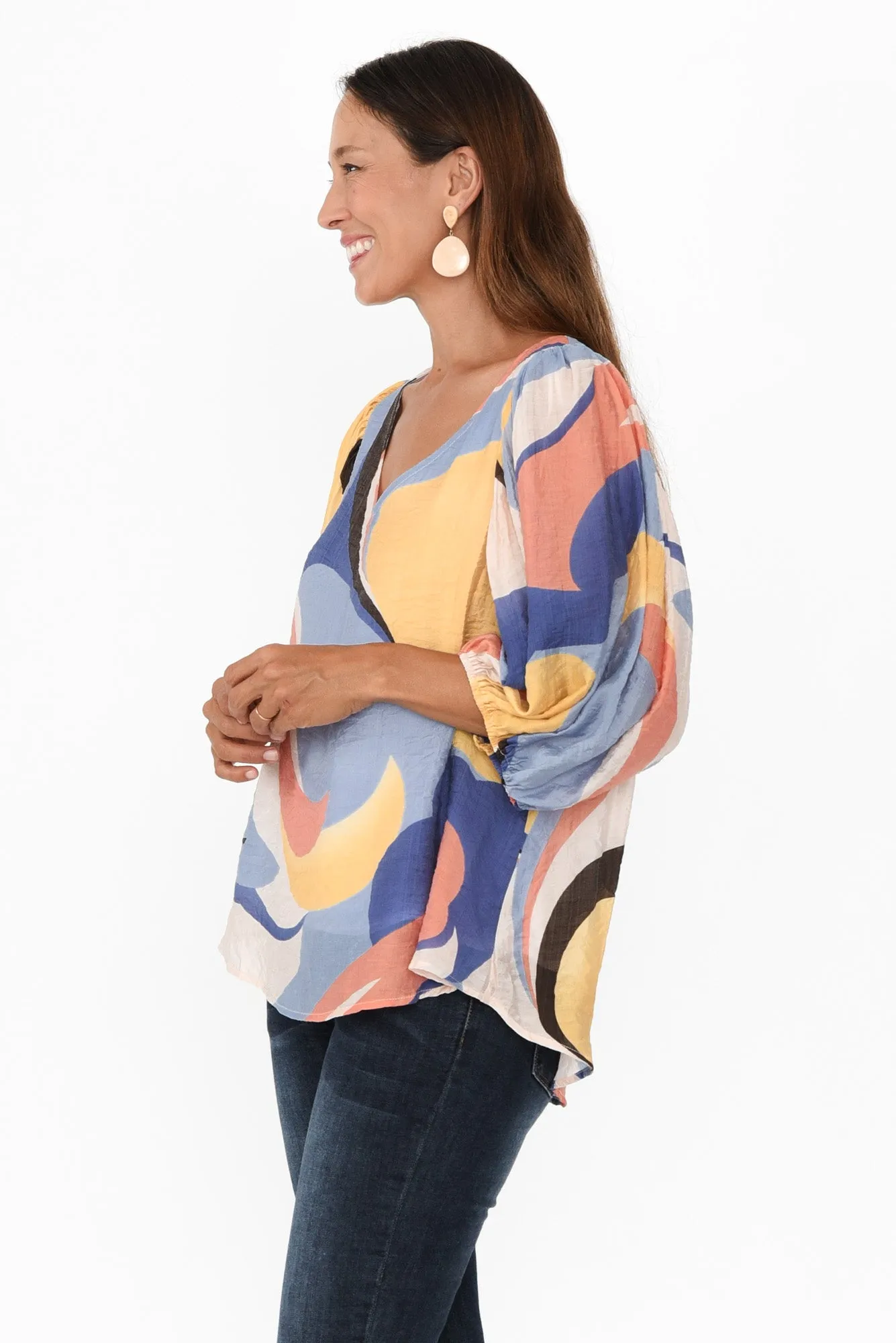 Misma Blue Swirl V Neck Top sold by Blue Bungalow product image thumbnail 3