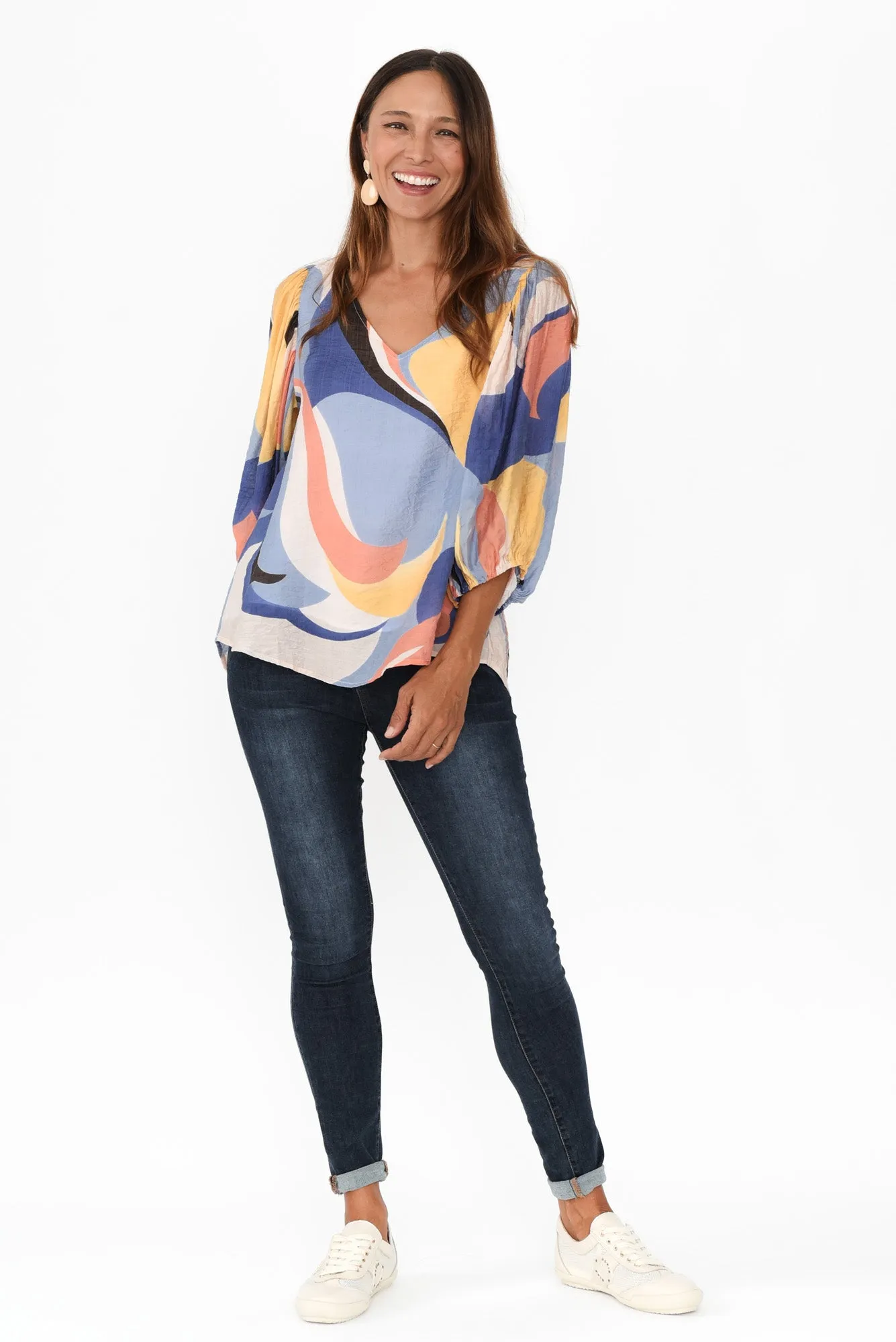 Misma Blue Swirl V Neck Top sold by Blue Bungalow product image thumbnail 2