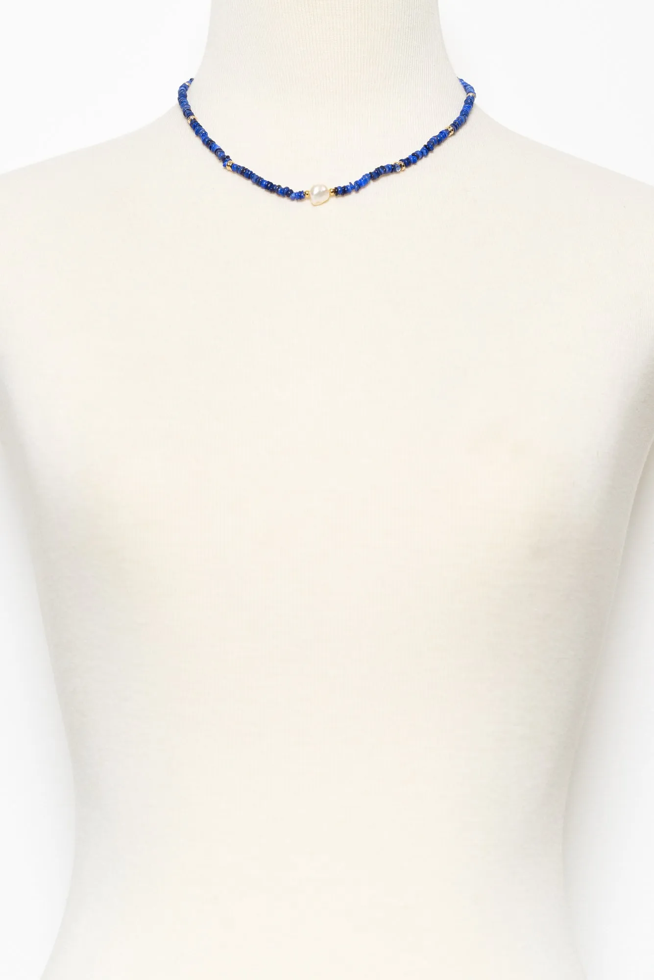Lyka Blue Beaded Pearl Necklace sold by Blue Bungalow product image thumbnail 2