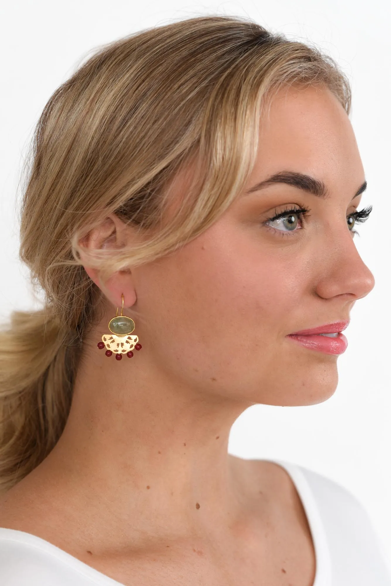 Shea Burgundy Stone Drop Earrings sold by Blue Bungalow product image thumbnail 2