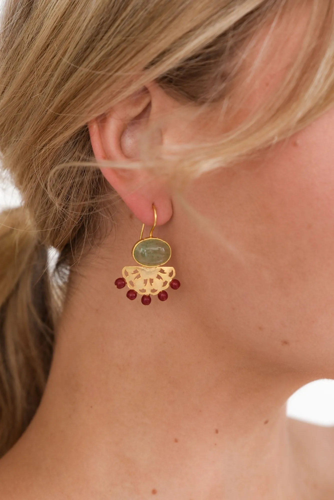 Shea Burgundy Stone Drop Earrings sold by Blue Bungalow