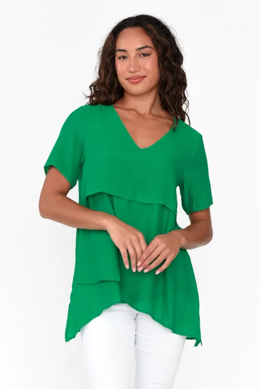 Alvina Green Layered Tunic Top sold by Blue Bungalow