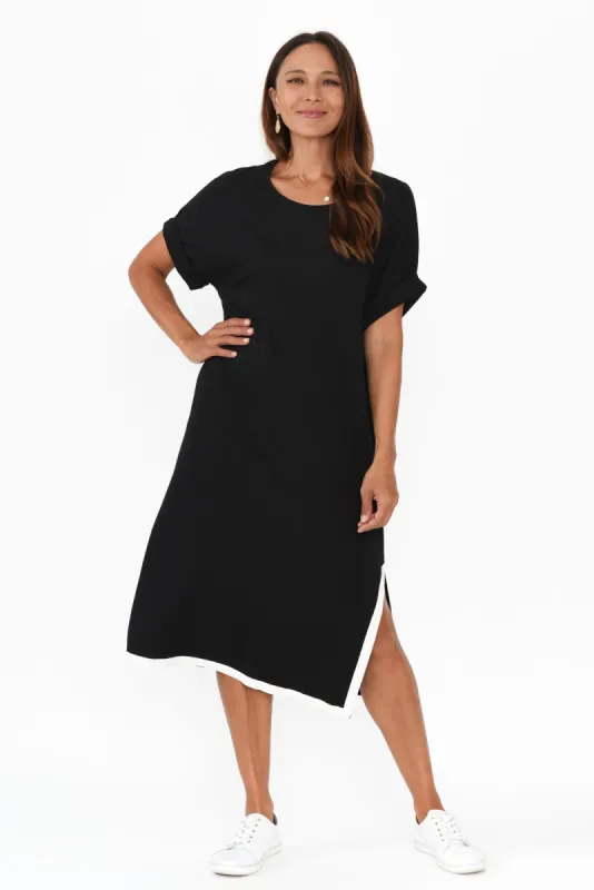 Gigi Black Contrast Tee Dress sold by Blue Bungalow
