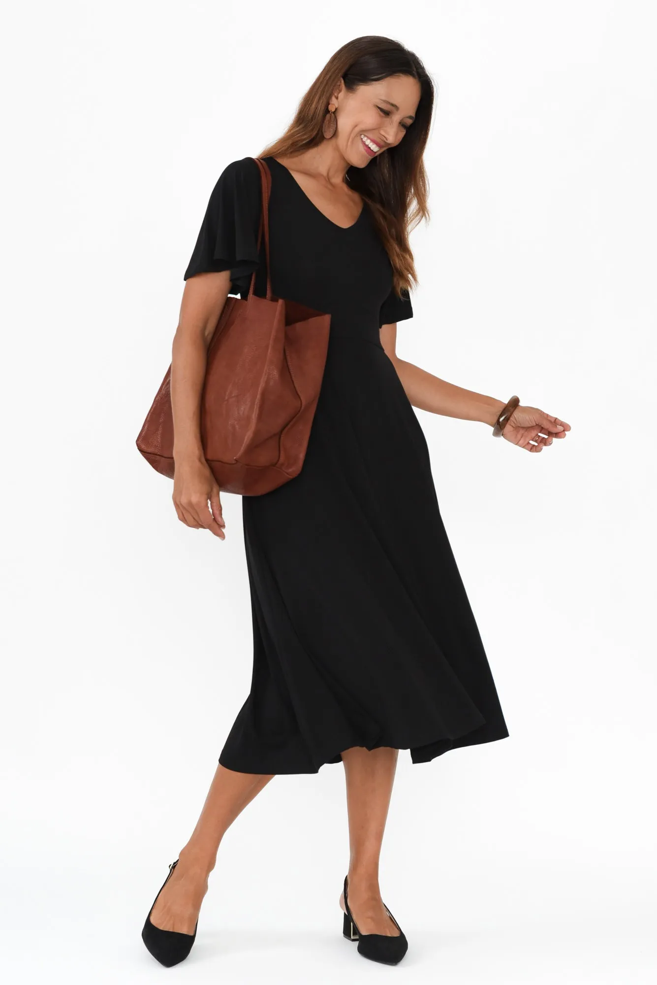 Siena Black Bamboo V Neck Dress sold by Blue Bungalow product image thumbnail 2