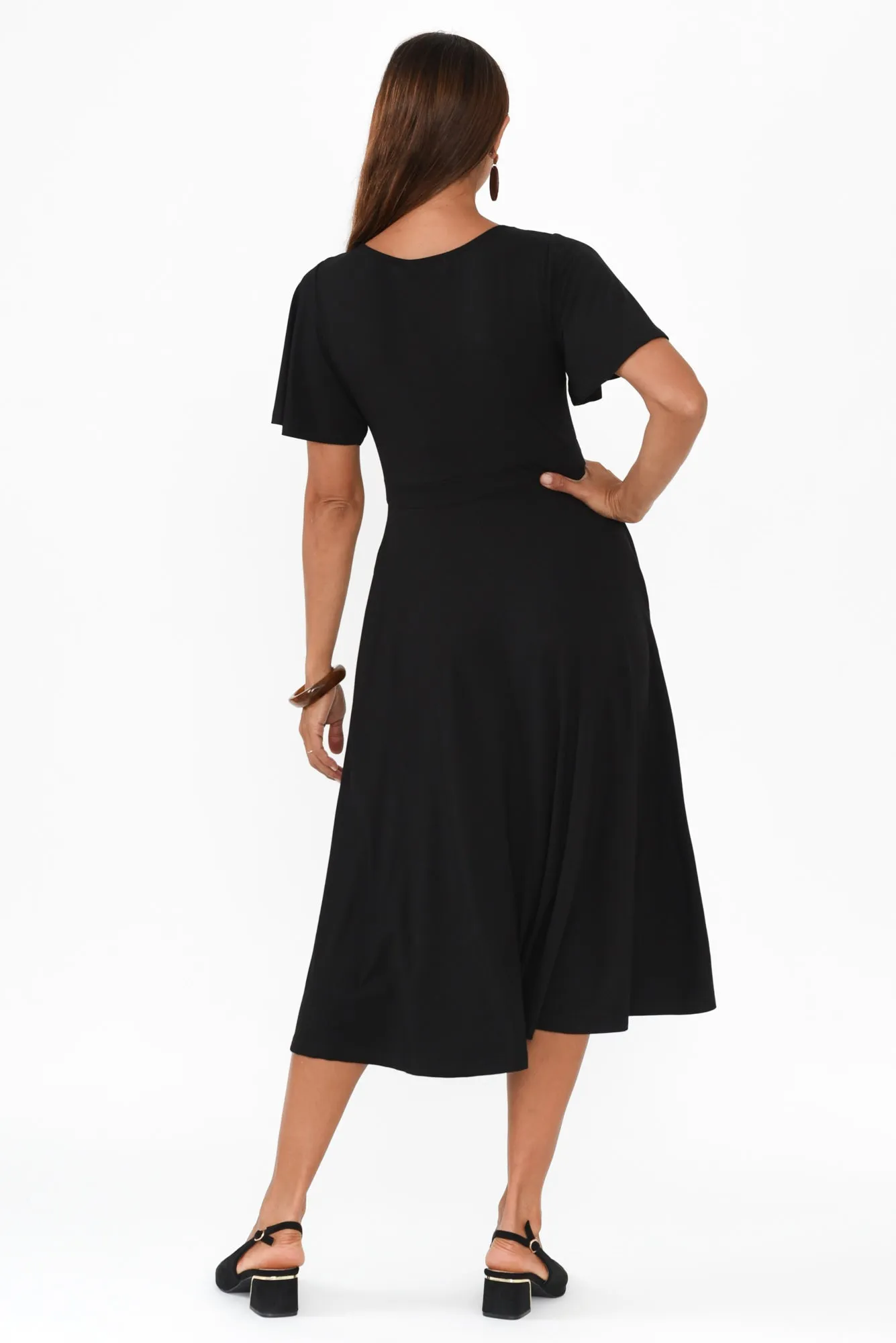 Siena Black Bamboo V Neck Dress sold by Blue Bungalow product image thumbnail 4