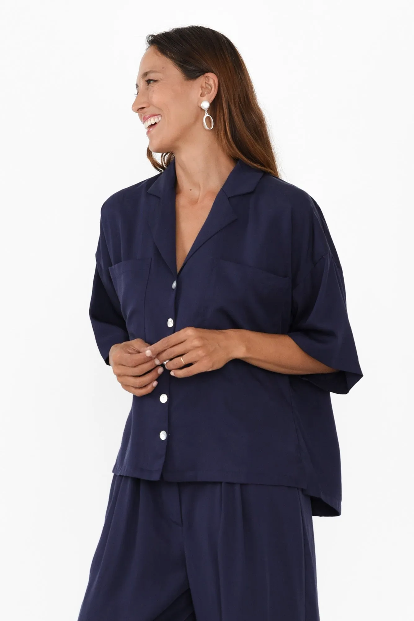 Lulu Navy Pocket Shirt sold by Blue Bungalow product image thumbnail 3
