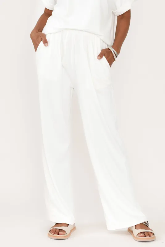 Malay White Wide Leg Pants sold by Blue Bungalow