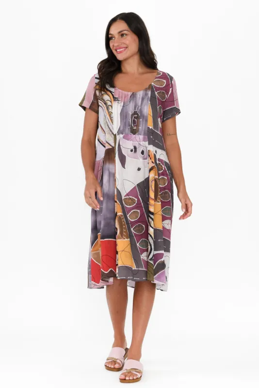 Hanoi Purple Wave Cotton Blend Dress sold by Blue Bungalow