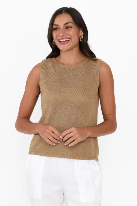 Evans Taupe Knit Tank sold by Blue Bungalow