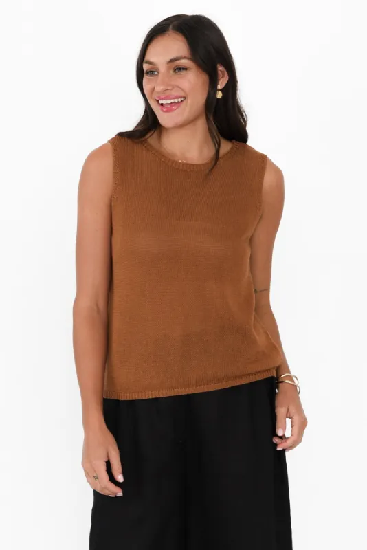 Evans Brown Knit Tank sold by Blue Bungalow