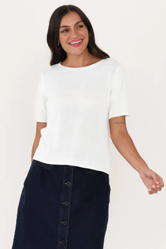 Juna White Knit Tee sold by Blue Bungalow