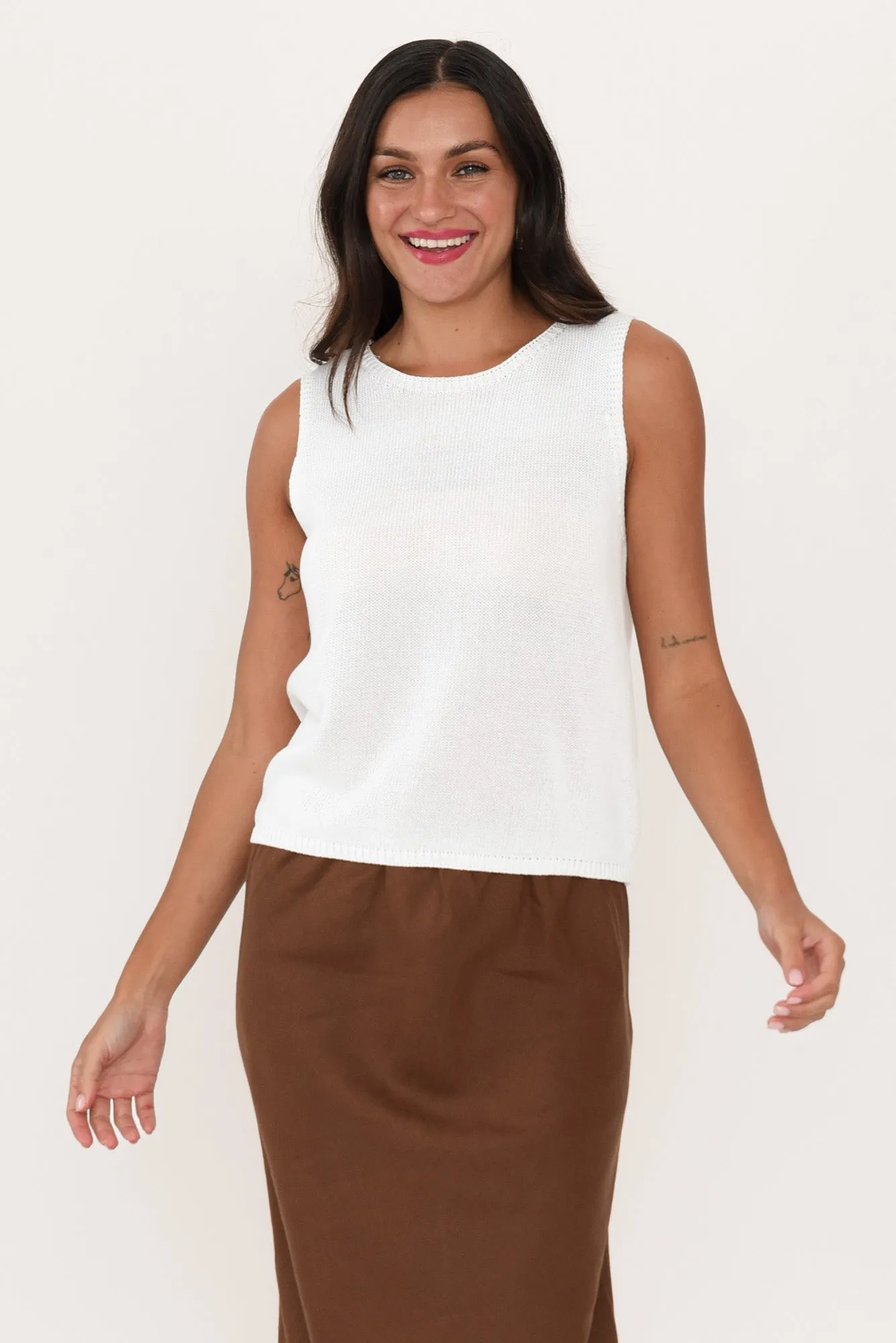 Evans White Knit Tank sold by Blue Bungalow