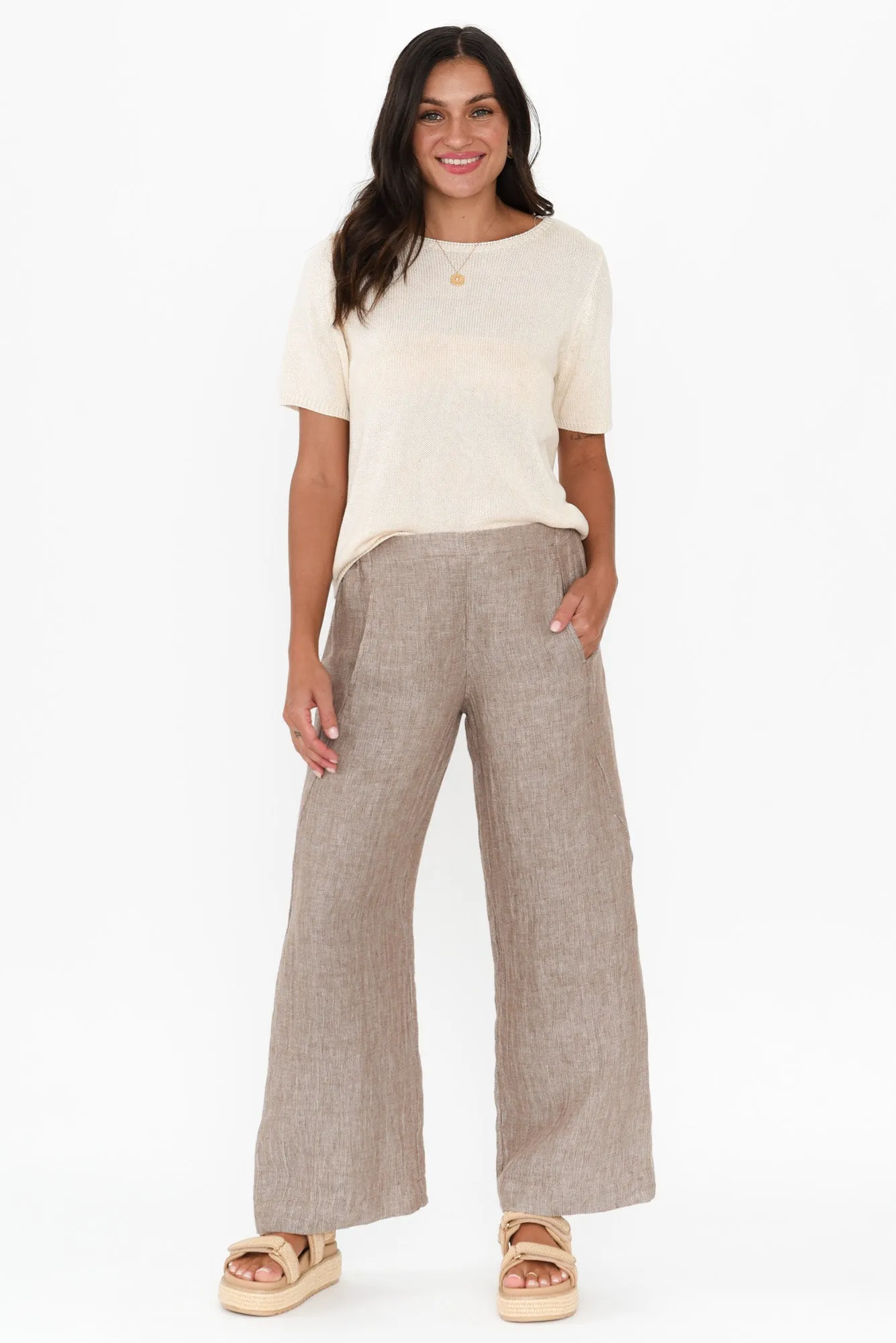 Xandra Taupe Linen Pocket Pants sold by Blue Bungalow product image thumbnail 2