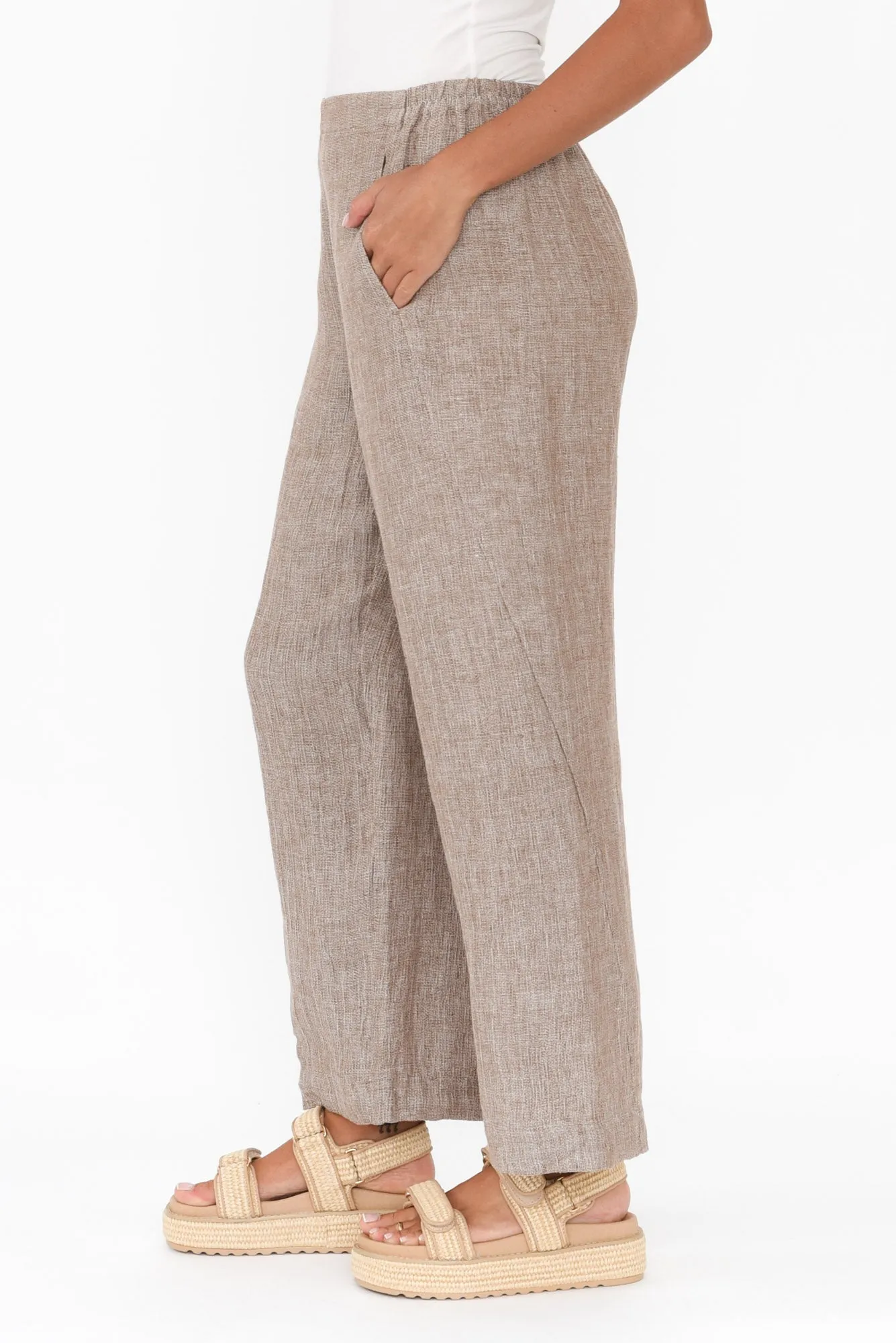 Xandra Taupe Linen Pocket Pants sold by Blue Bungalow product image thumbnail 4