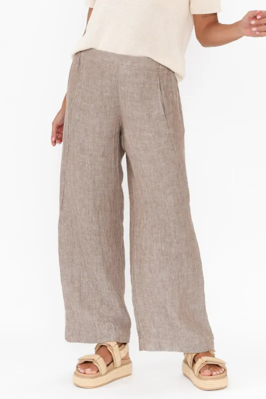 Xandra Taupe Linen Pocket Pants sold by Blue Bungalow