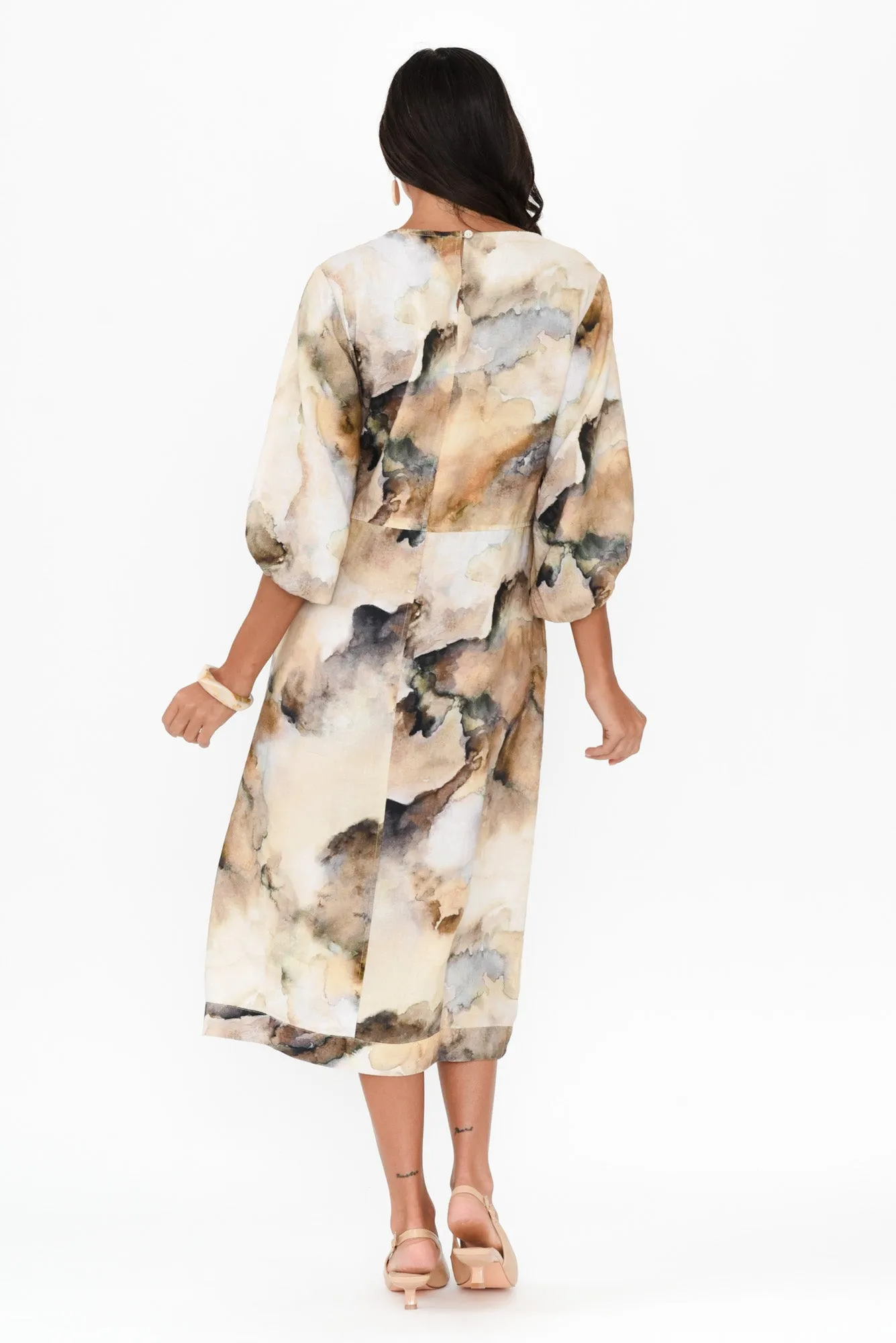 Mosmon Beige Marble Linen Dress sold by Blue Bungalow product image thumbnail 4