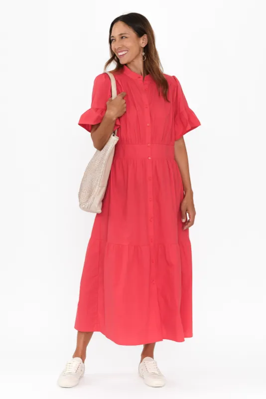 Jamilla Red Cotton Shirt Dress sold by Blue Bungalow