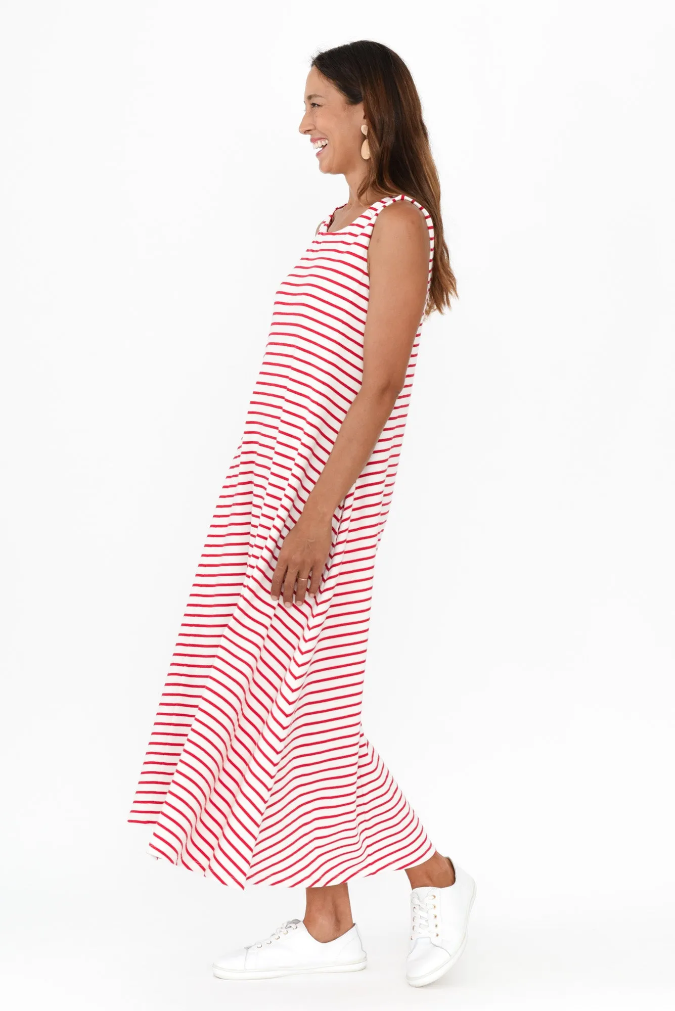 Sabrina Red Stripe Cotton Pocket Dress sold by Blue Bungalow product image thumbnail 4