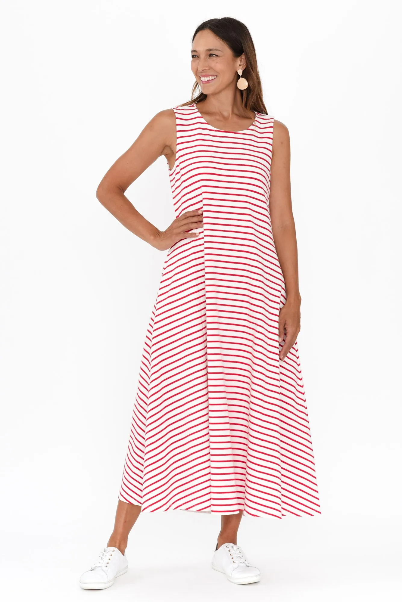Sabrina Red Stripe Cotton Pocket Dress sold by Blue Bungalow product image thumbnail 2