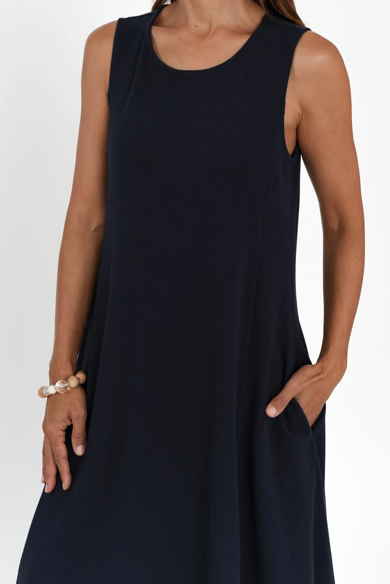 Sabrina Navy Cotton Pocket Dress sold by Blue Bungalow product image thumbnail 5