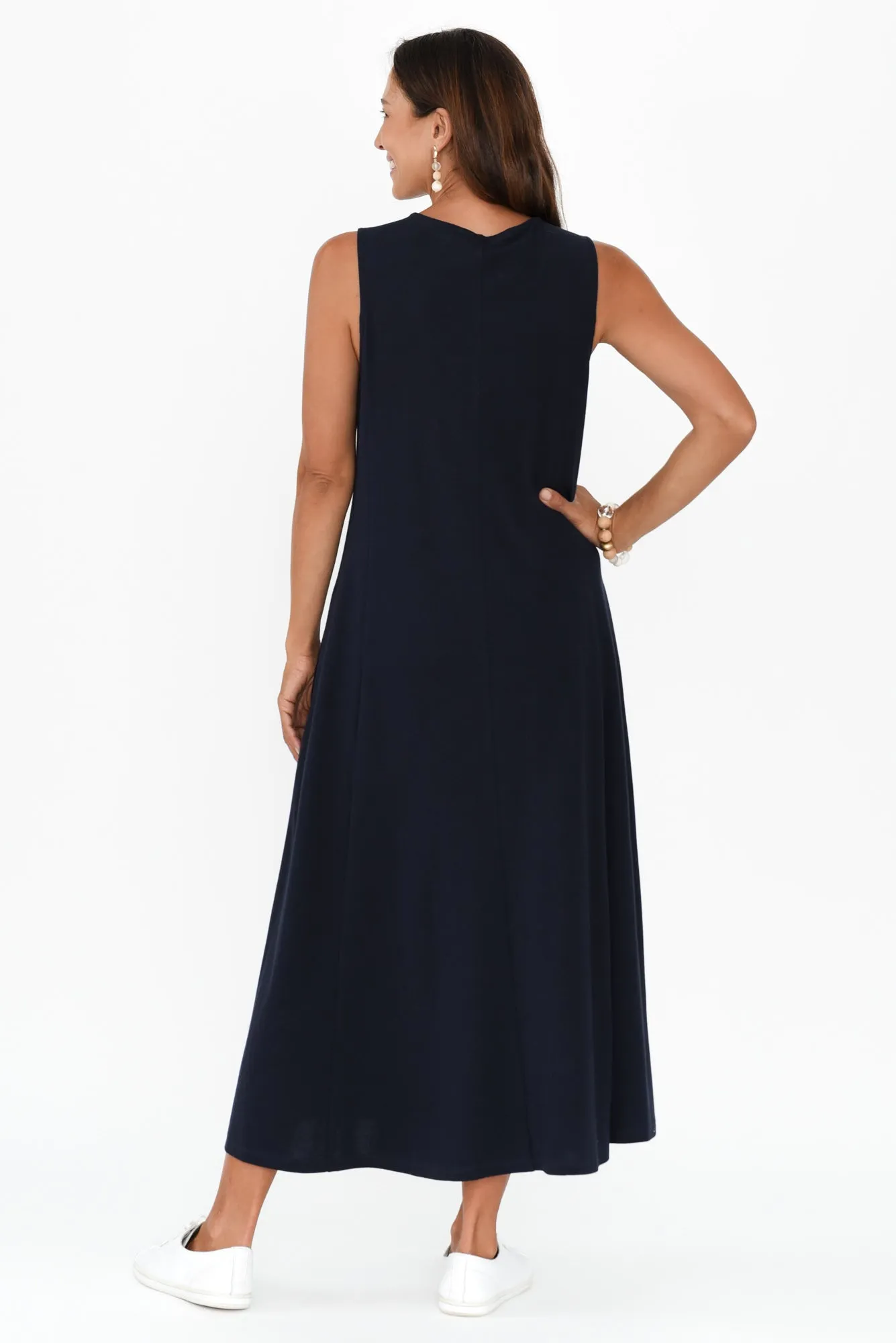 Sabrina Navy Cotton Pocket Dress sold by Blue Bungalow product image thumbnail 4