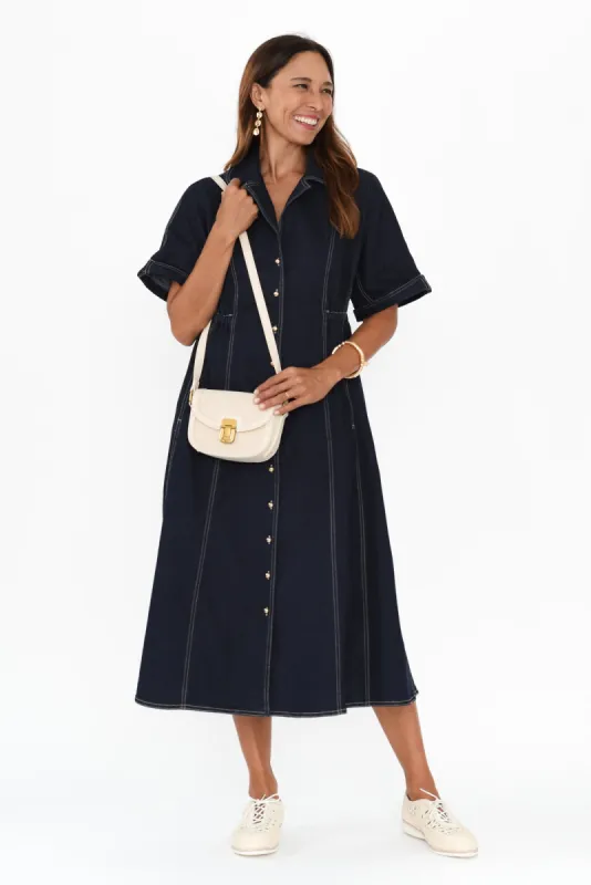 Dana Dark Blue Denim Shirt Dress sold by Blue Bungalow
