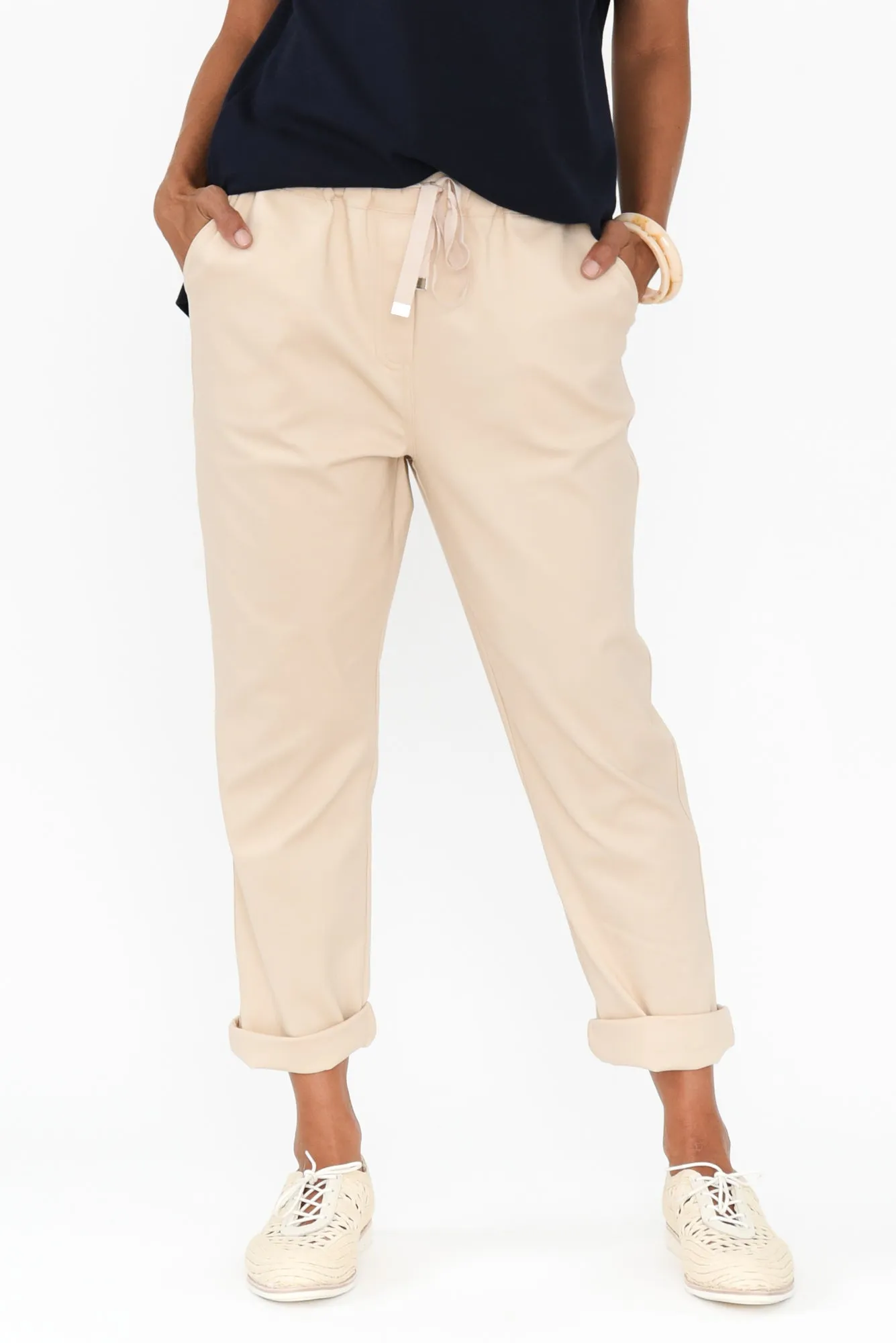Kenzie Cream Drawstring Pants sold by Blue Bungalow product image thumbnail 2