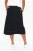 Astra Dark Blue Denim Midi Skirt sold by Blue Bungalow