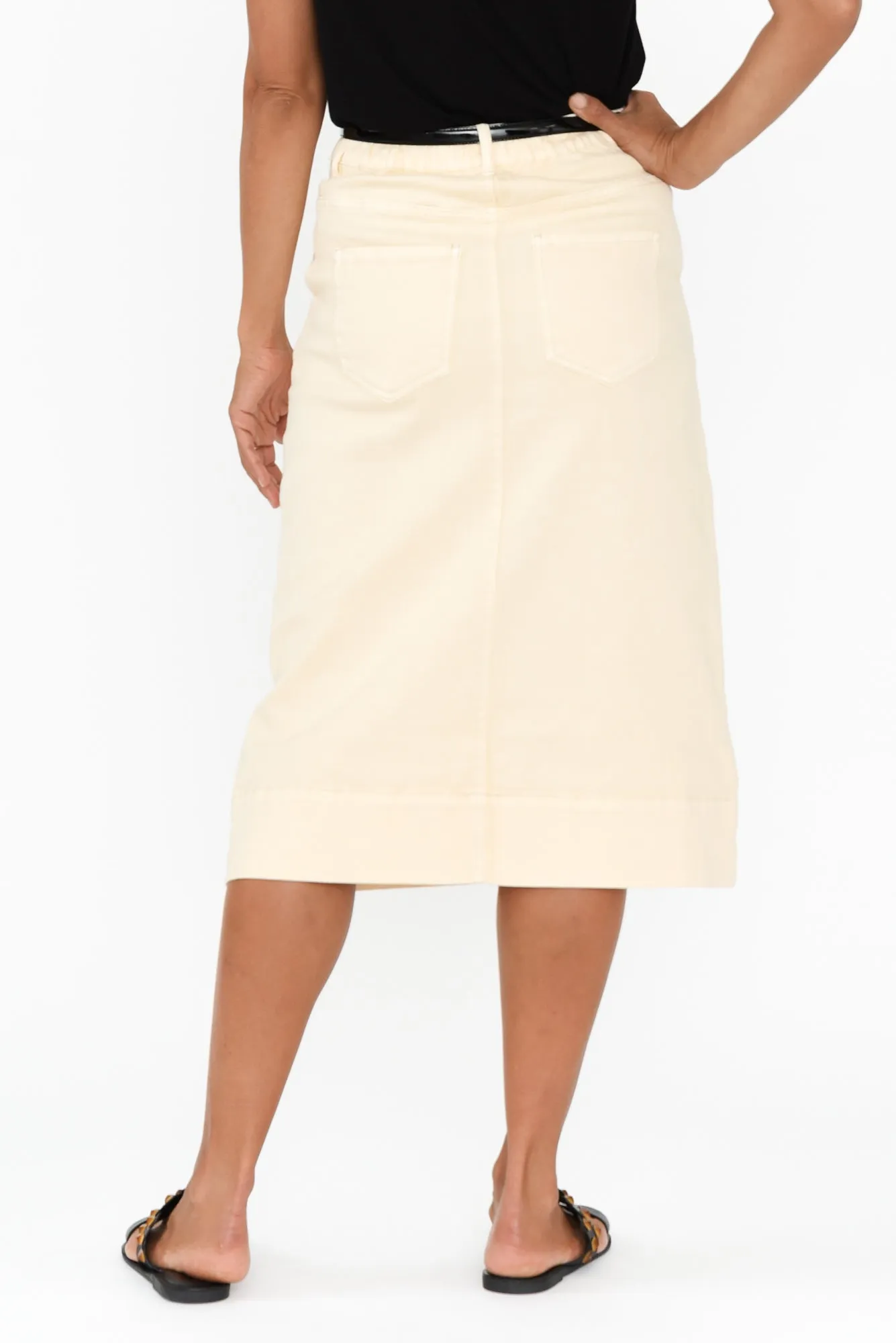 Astra Cream Denim Midi Skirt sold by Blue Bungalow product image thumbnail 5