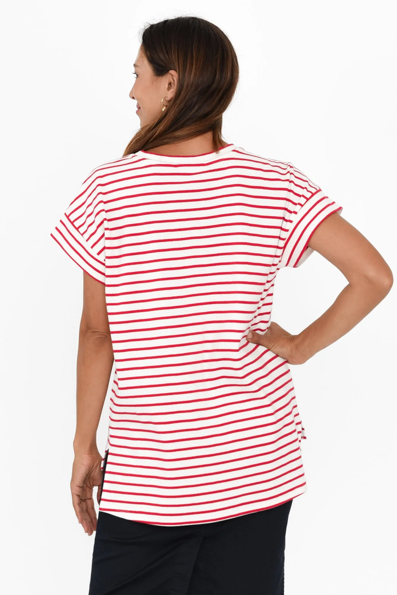 Willa Red Stripe Cotton Tee sold by Blue Bungalow product image thumbnail 4