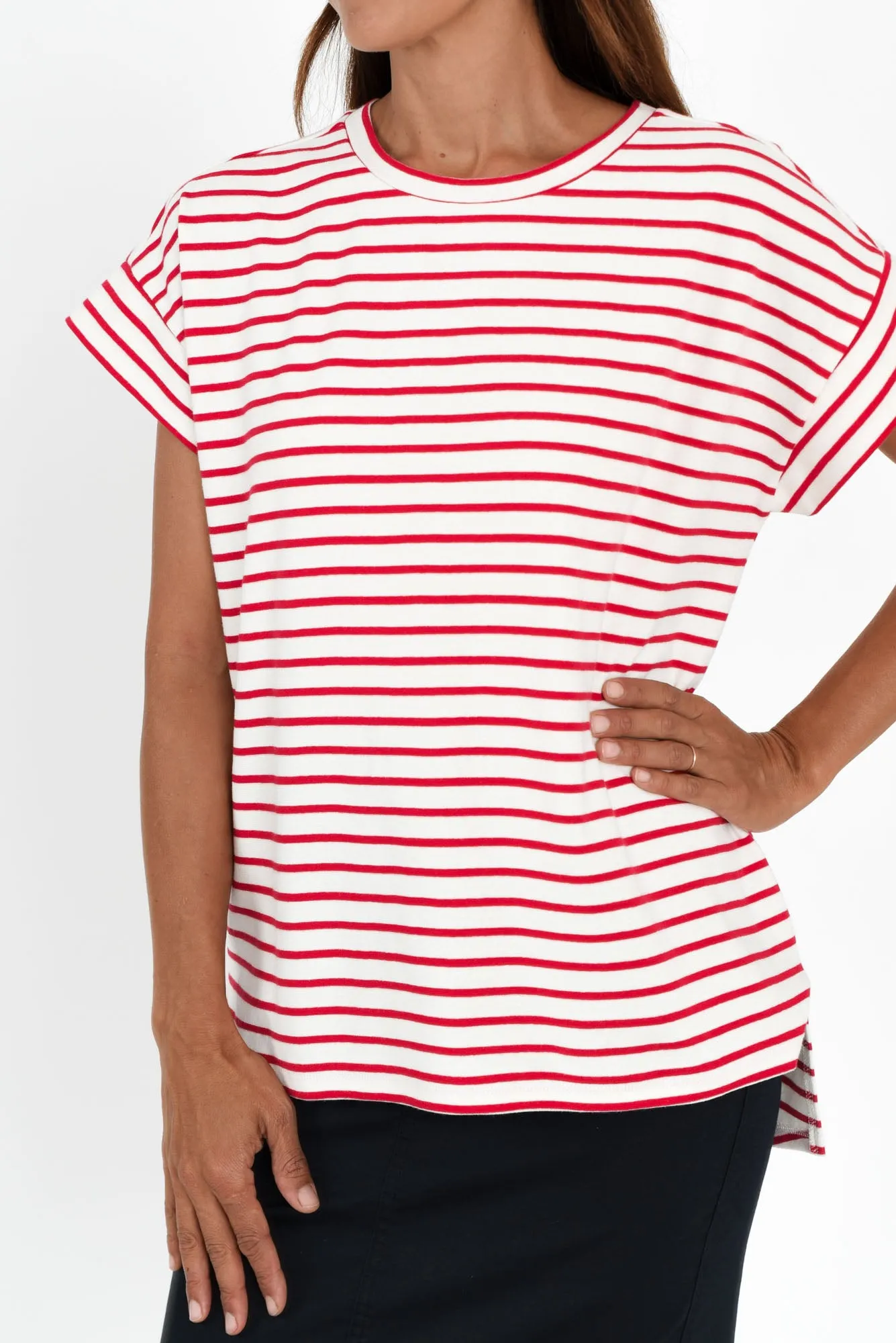 Willa Red Stripe Cotton Tee sold by Blue Bungalow product image thumbnail 5