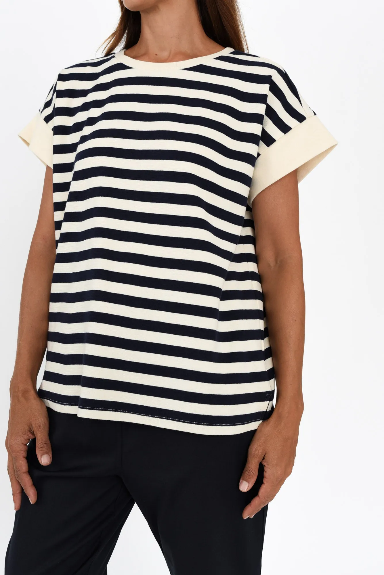 Willa Navy Stripe Cotton Tee sold by Blue Bungalow product image thumbnail 5