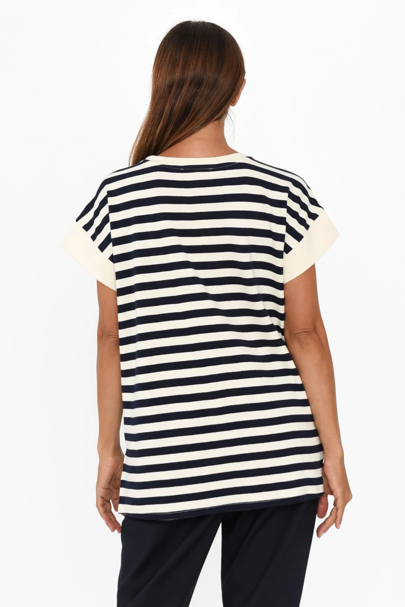 Willa Navy Stripe Cotton Tee sold by Blue Bungalow product image thumbnail 4
