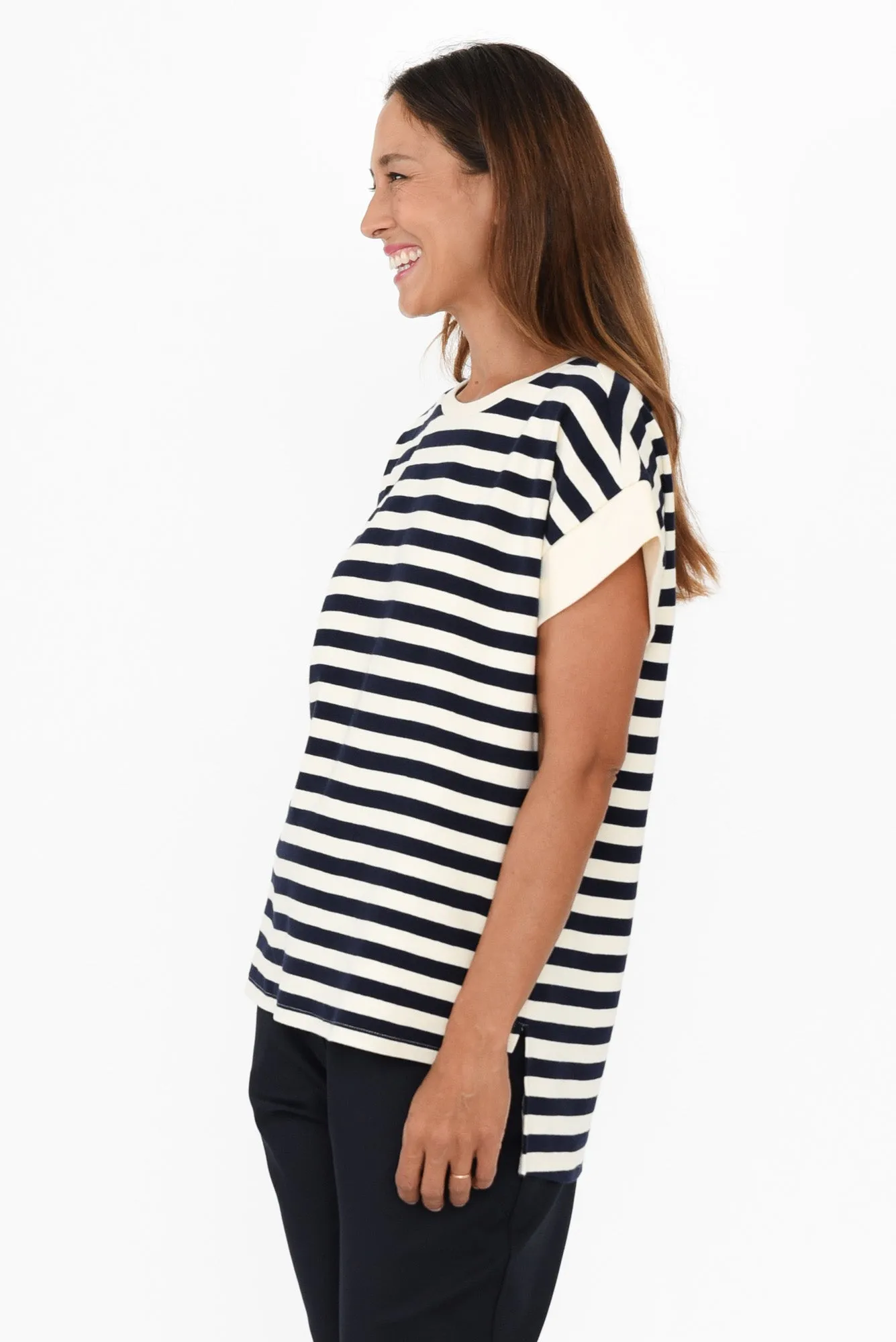 Willa Navy Stripe Cotton Tee sold by Blue Bungalow product image thumbnail 3