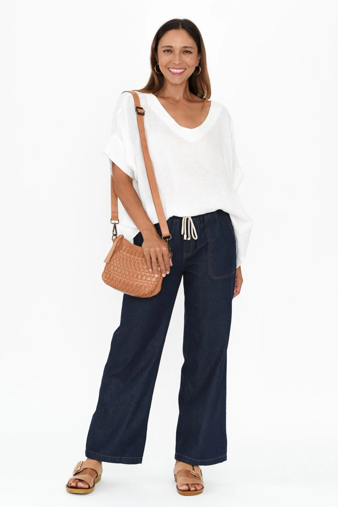 Drakey Dark Blue Denim Drawstring Pants sold by Blue Bungalow product image thumbnail 2