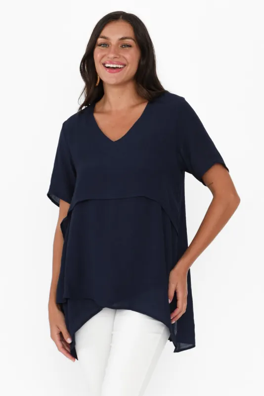 Alvina Navy Layered Tunic Top sold by Blue Bungalow