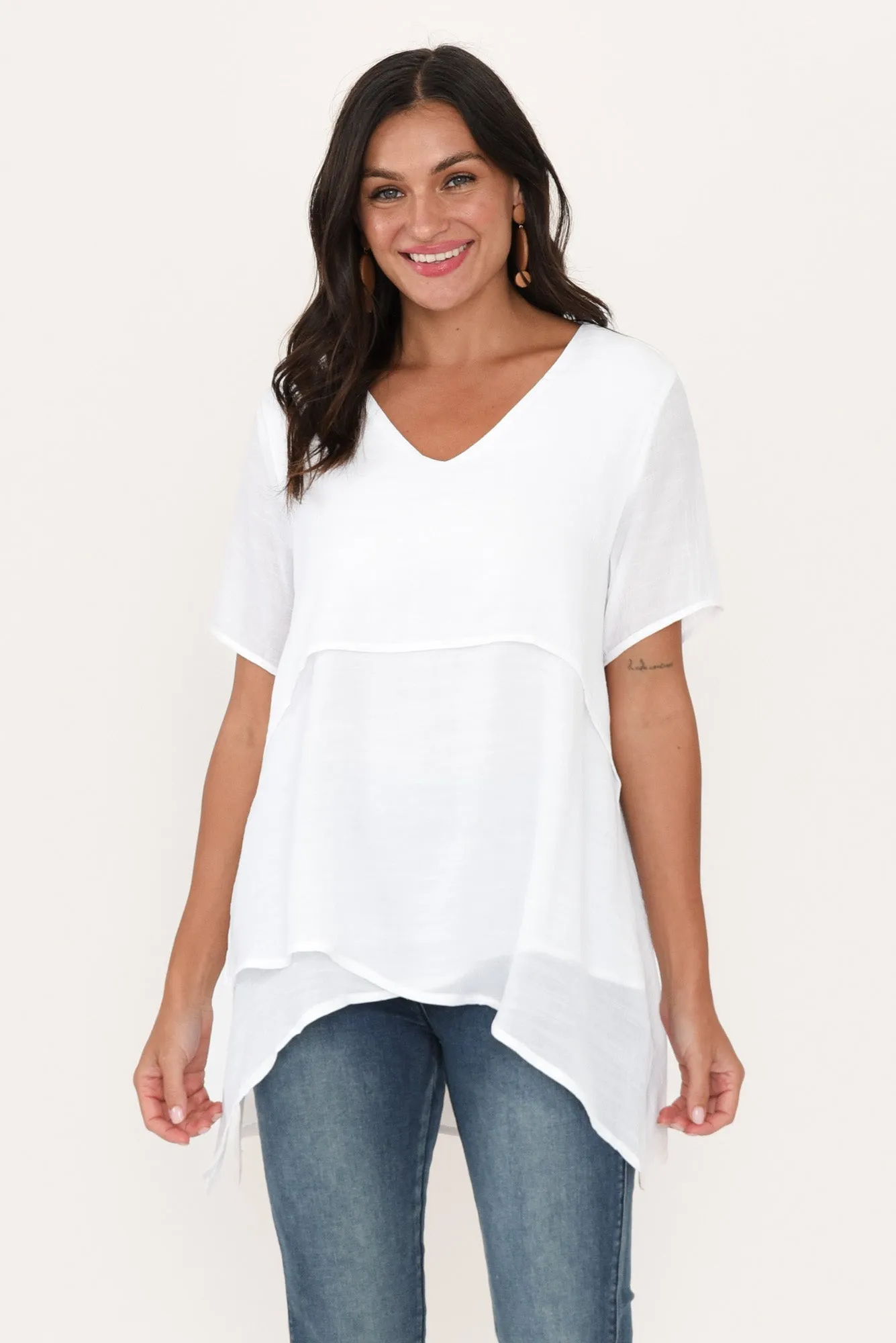 Alvina White Layered Tunic Top sold by Blue Bungalow
