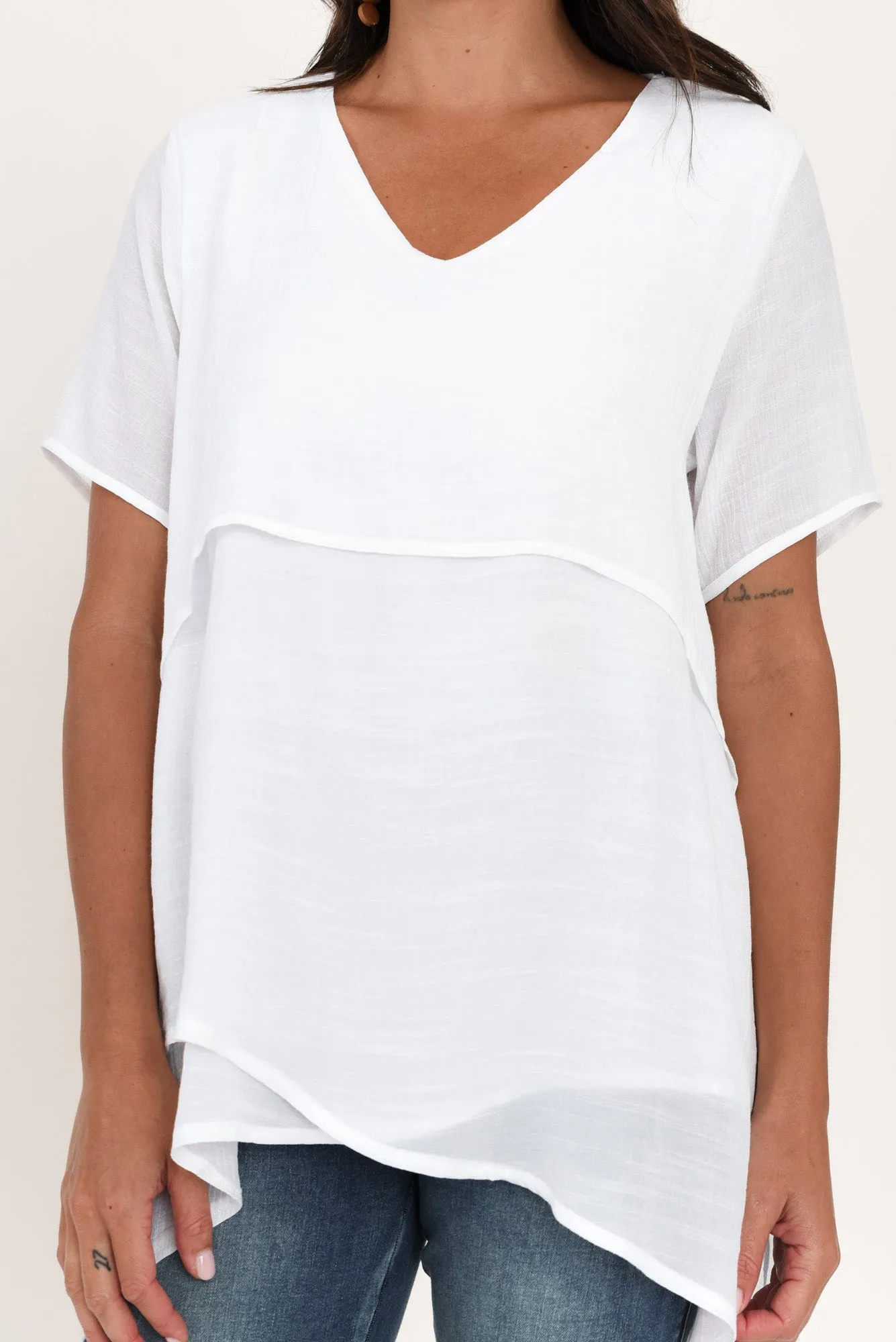 Alvina White Layered Tunic Top sold by Blue Bungalow product image thumbnail 5